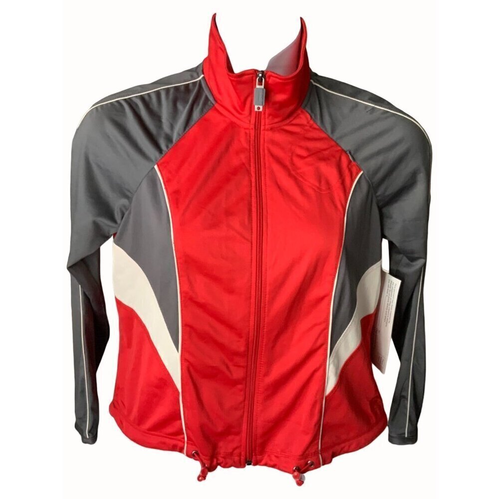 Oleg Cassini Sport Red Track Jacket Womens Petite Lightweight Zip Cotton New PL